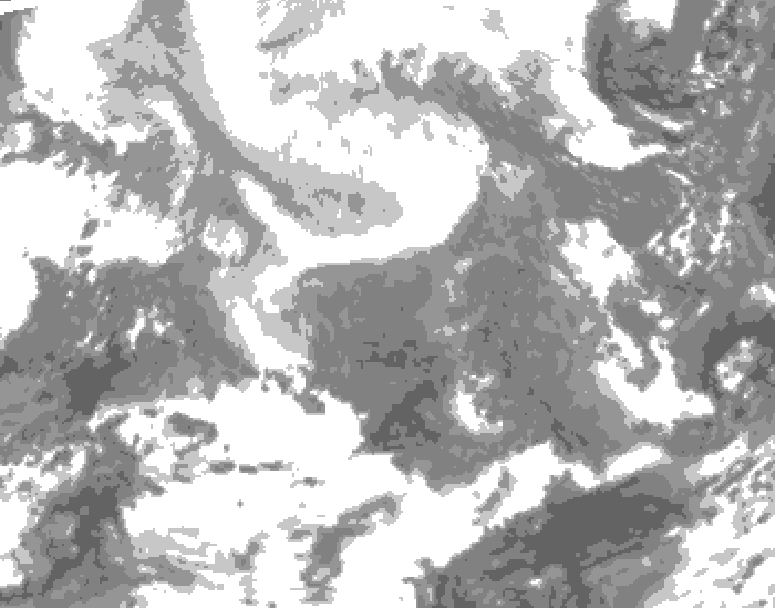 GDPS total cloud 090 hour forecast chart for Canada based on 2026/02/12 1200Z data
