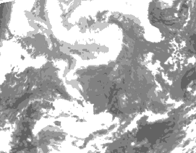 GDPS total cloud 096 hour forecast chart for Canada based on 2026/02/12 1200Z data