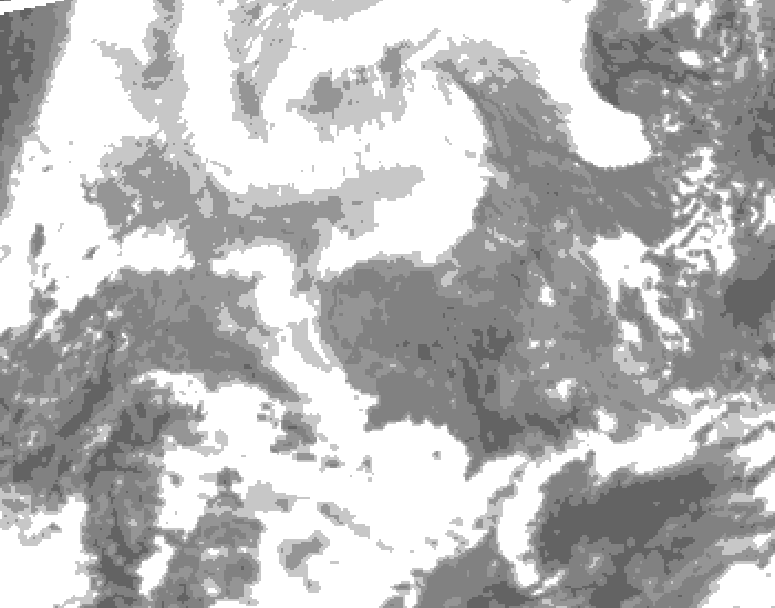 GDPS total cloud 102 hour forecast chart for Canada based on 2026/02/12 1200Z data