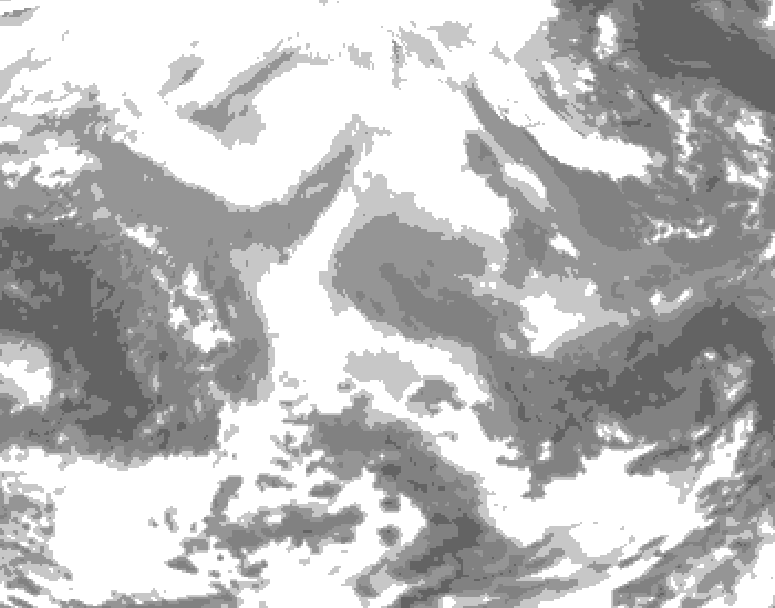 GDPS total cloud 210 hour forecast chart for Canada based on 2026/02/12 1200Z data