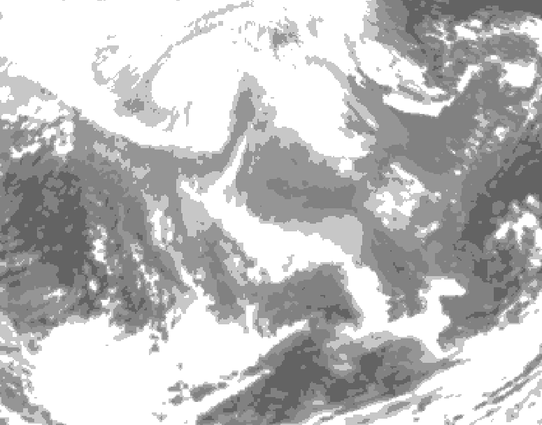 GDPS total cloud 222 hour forecast chart for Canada based on 2026/02/12 1200Z data