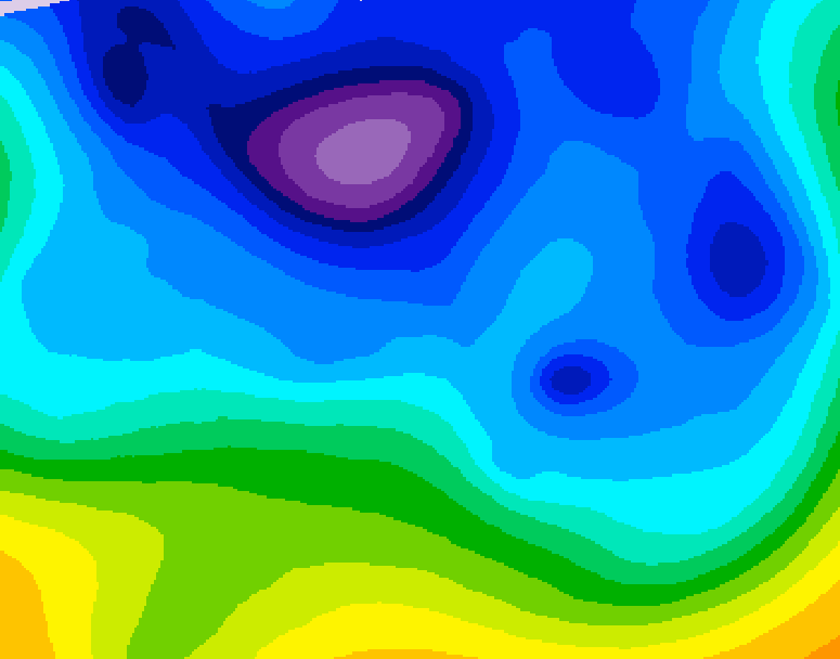 GDPS 500 millibar geopotential height 018 hour forecast chart for Canada based on 2026/02/13 0000Z data