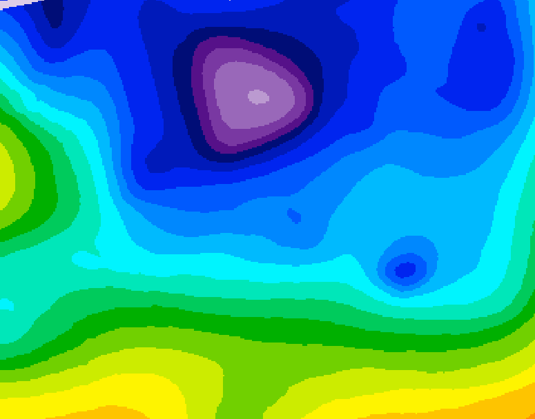 GDPS 500 millibar geopotential height 048 hour forecast chart for Canada based on 2026/02/13 0000Z data