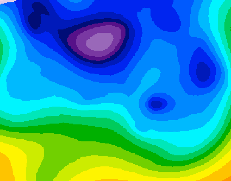 GDPS 500 millibar geopotential height 006 hour forecast chart for Canada based on 2026/02/13 1200Z data