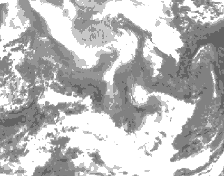 GDPS total cloud 012 hour forecast chart for Canada based on 2026/02/13 0000Z data