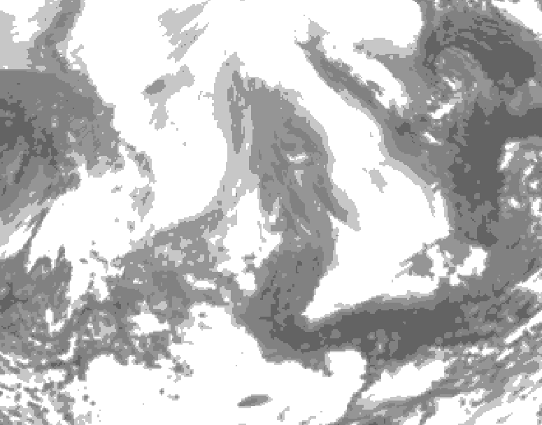 GDPS total cloud 180 hour forecast chart for Canada based on 2026/02/13 0000Z data