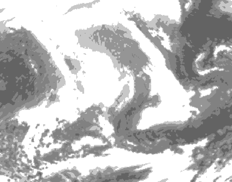 GDPS total cloud 198 hour forecast chart for Canada based on 2026/02/13 0000Z data