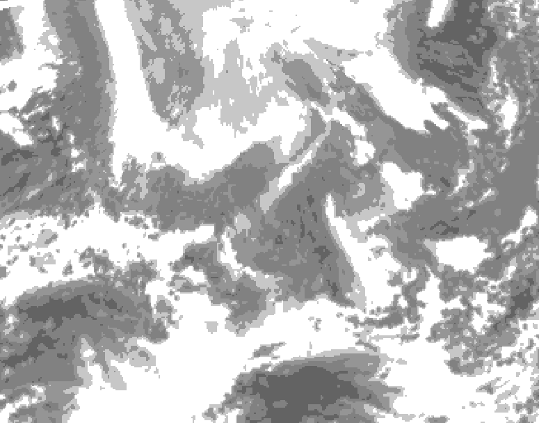 GDPS total cloud 036 hour forecast chart for Canada based on 2026/02/13 1200Z data