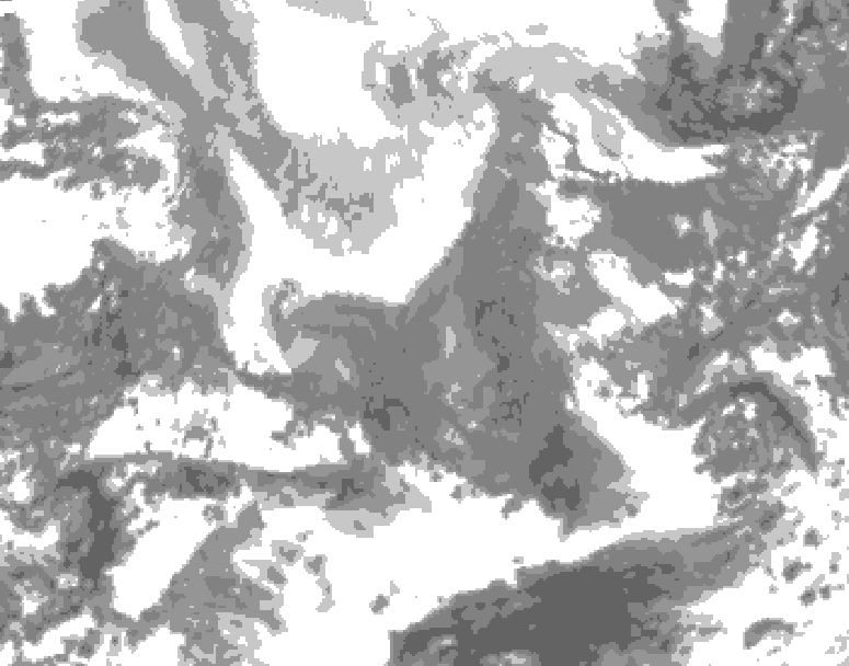 GDPS total cloud 054 hour forecast chart for Canada based on 2026/02/13 1200Z data