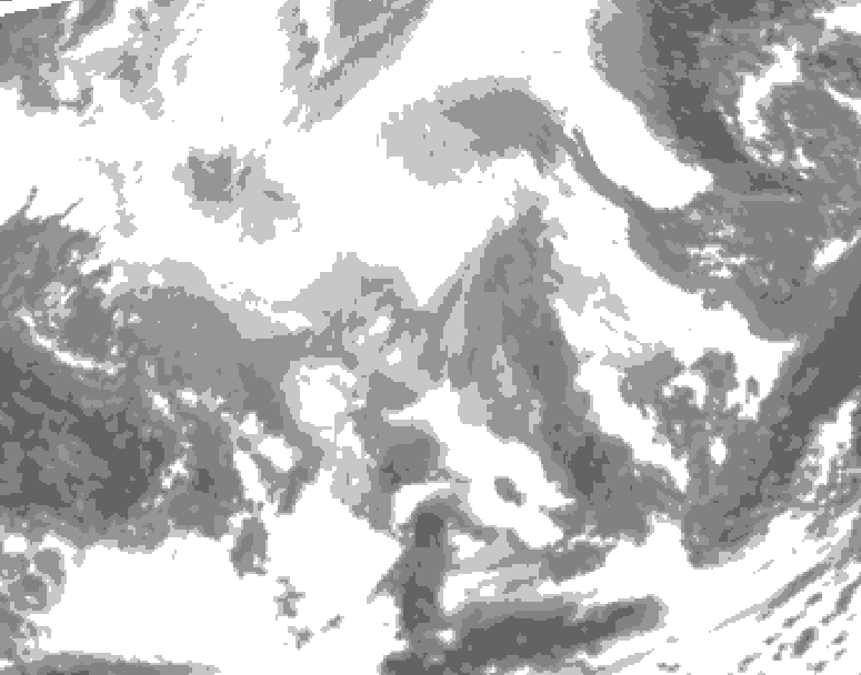 GDPS total cloud 198 hour forecast chart for Canada based on 2026/02/13 1200Z data