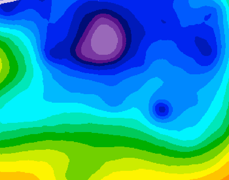 GDPS 500 millibar geopotential height 012 hour forecast chart for Canada based on 2026/02/14 0000Z data