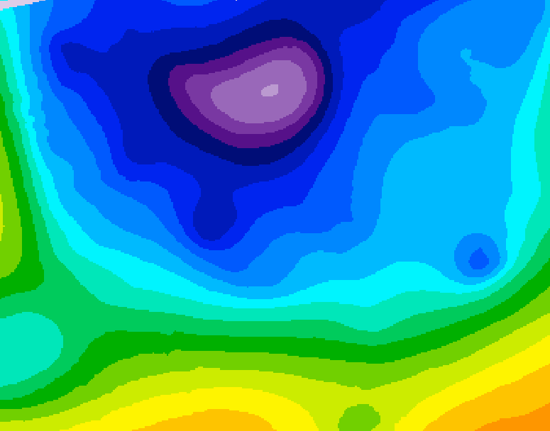 GDPS 500 millibar geopotential height 048 hour forecast chart for Canada based on 2026/02/14 0000Z data