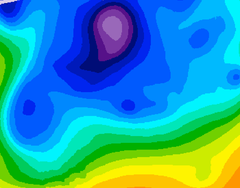 GDPS 500 millibar geopotential height 078 hour forecast chart for Canada based on 2026/02/14 0000Z data