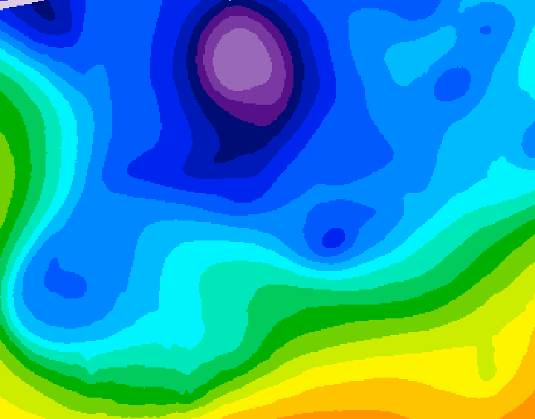 GDPS 500 millibar geopotential height 090 hour forecast chart for Canada based on 2026/02/14 0000Z data