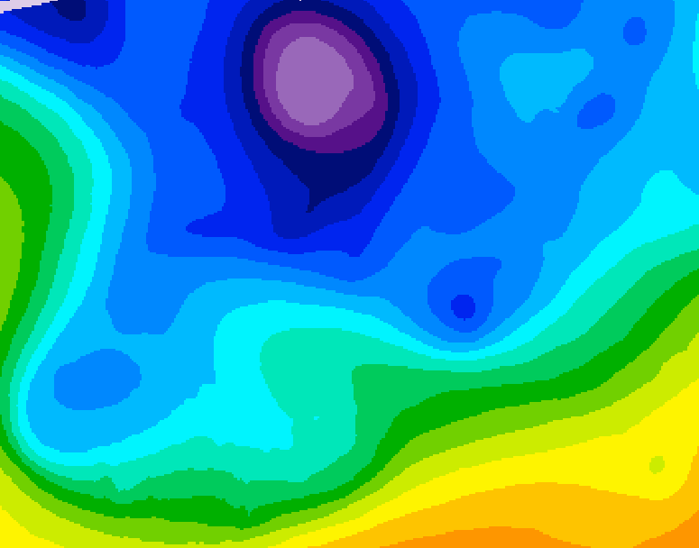 GDPS 500 millibar geopotential height 096 hour forecast chart for Canada based on 2026/02/14 0000Z data
