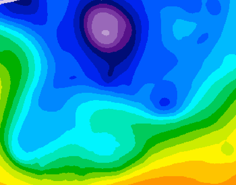 GDPS 500 millibar geopotential height 102 hour forecast chart for Canada based on 2026/02/14 0000Z data