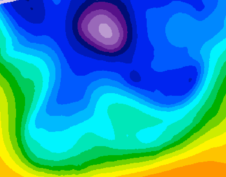 GDPS 500 millibar geopotential height 126 hour forecast chart for Canada based on 2026/02/14 0000Z data