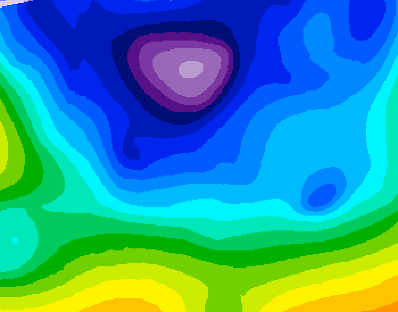 GDPS 500 millibar geopotential height 024 hour forecast chart for Canada based on 2026/02/14 1200Z data