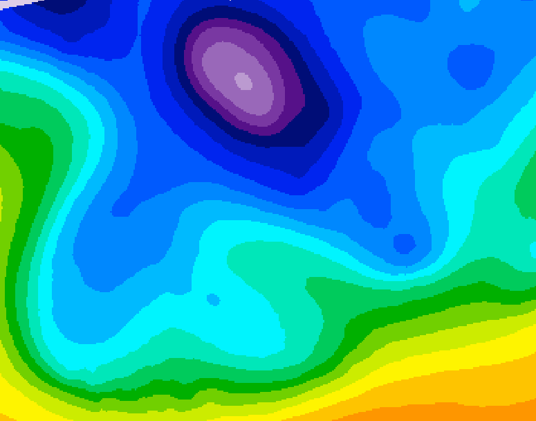 GDPS 500 millibar geopotential height 096 hour forecast chart for Canada based on 2026/02/14 1200Z data