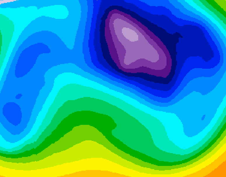GDPS 500 millibar geopotential height 222 hour forecast chart for Canada based on 2026/02/14 1200Z data