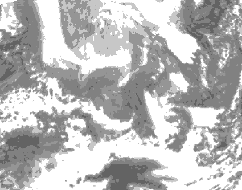 GDPS total cloud 018 hour forecast chart for Canada based on 2026/02/14 0000Z data