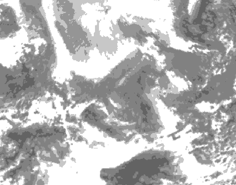 GDPS total cloud 030 hour forecast chart for Canada based on 2026/02/14 0000Z data