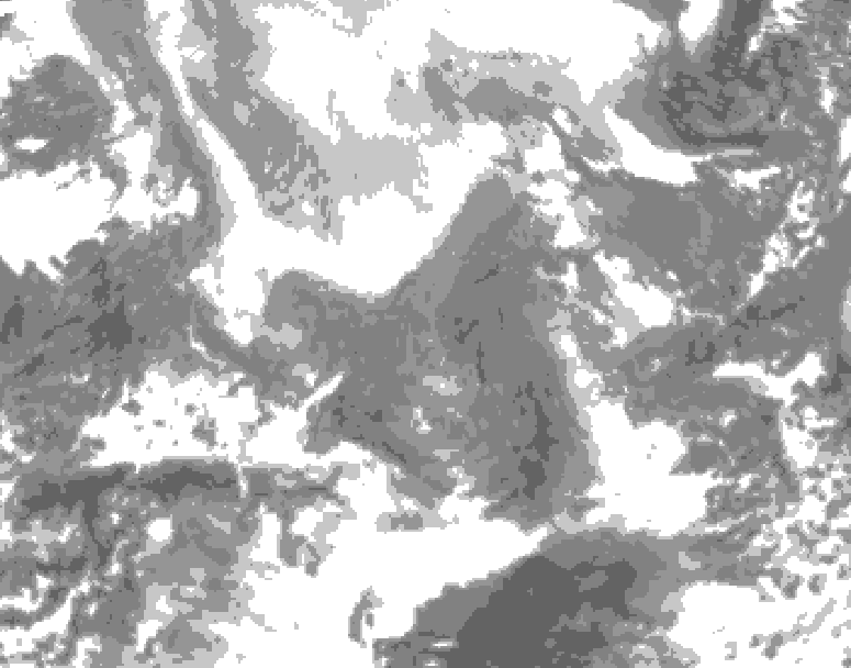 GDPS total cloud 036 hour forecast chart for Canada based on 2026/02/14 0000Z data