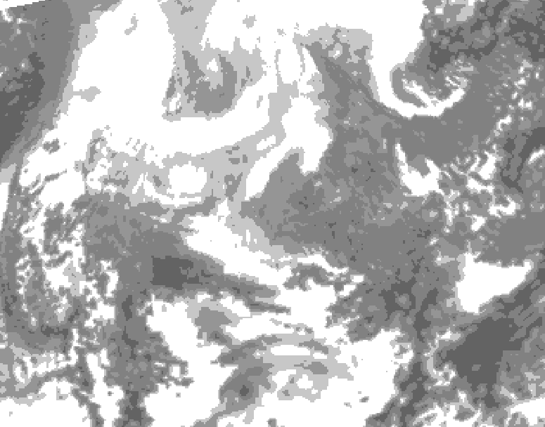 GDPS total cloud 078 hour forecast chart for Canada based on 2026/02/14 0000Z data