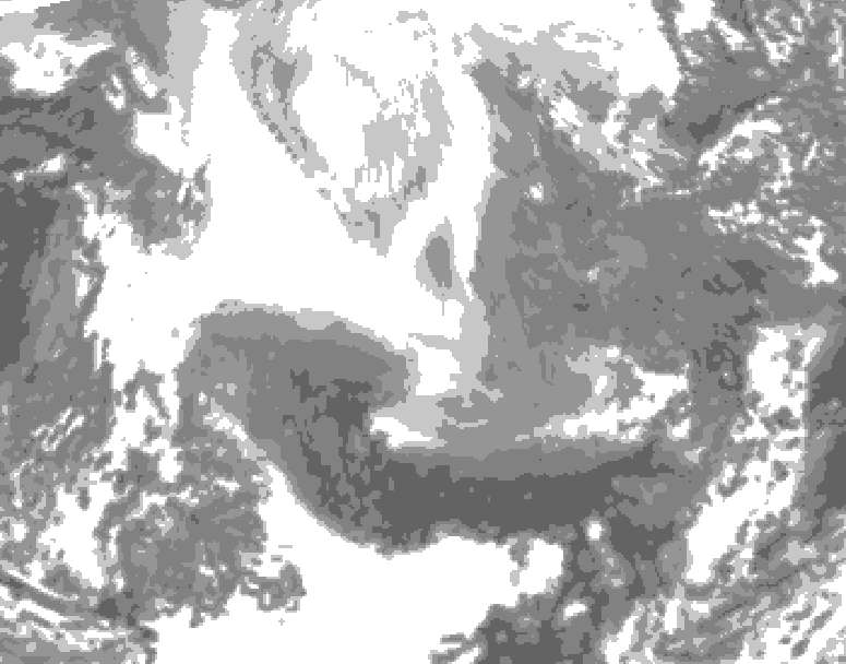 GDPS total cloud 108 hour forecast chart for Canada based on 2026/02/14 0000Z data