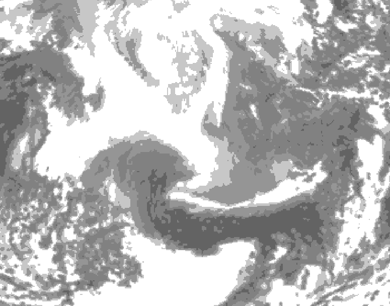 GDPS total cloud 114 hour forecast chart for Canada based on 2026/02/14 0000Z data