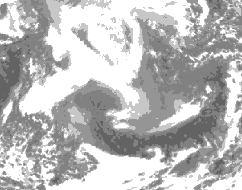 GDPS total cloud 120 hour forecast chart for Canada based on 2026/02/14 0000Z data