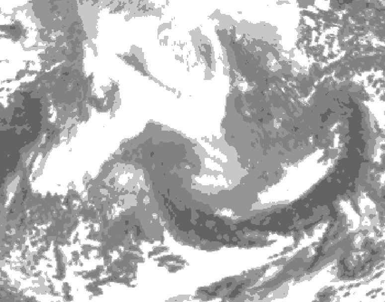 GDPS total cloud 126 hour forecast chart for Canada based on 2026/02/14 0000Z data