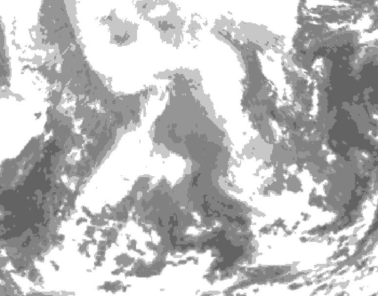 GDPS total cloud 150 hour forecast chart for Canada based on 2026/02/14 0000Z data