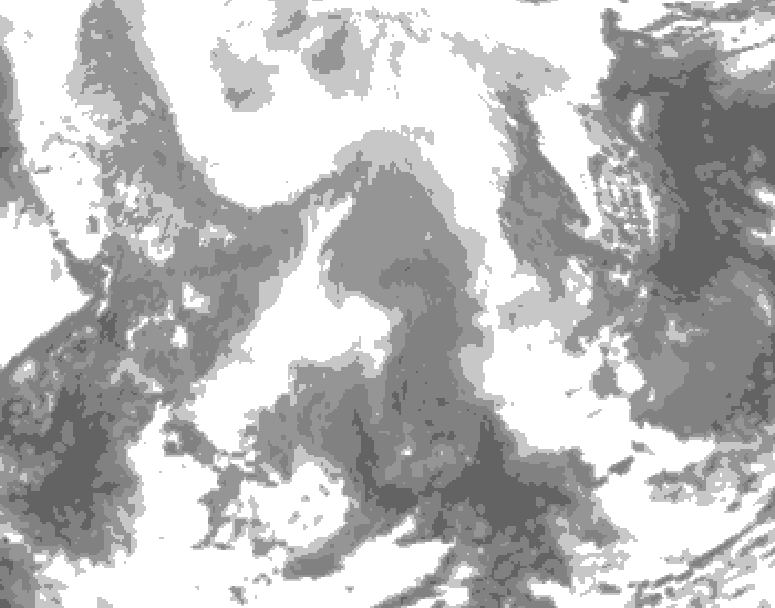 GDPS total cloud 156 hour forecast chart for Canada based on 2026/02/14 0000Z data