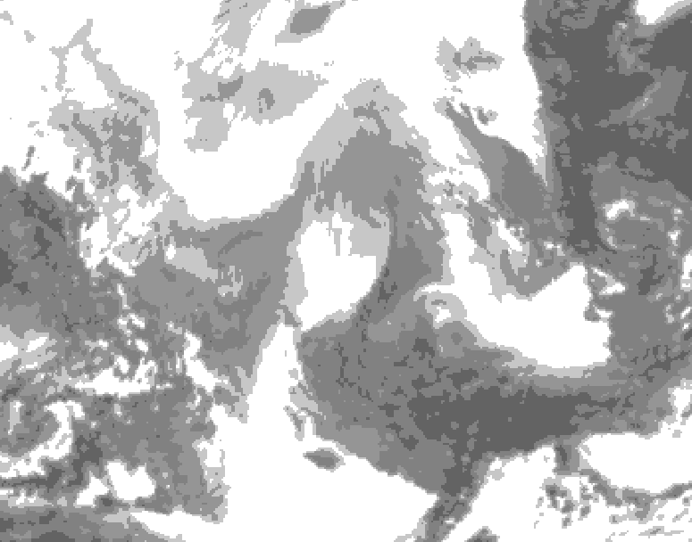 GDPS total cloud 174 hour forecast chart for Canada based on 2026/02/14 0000Z data