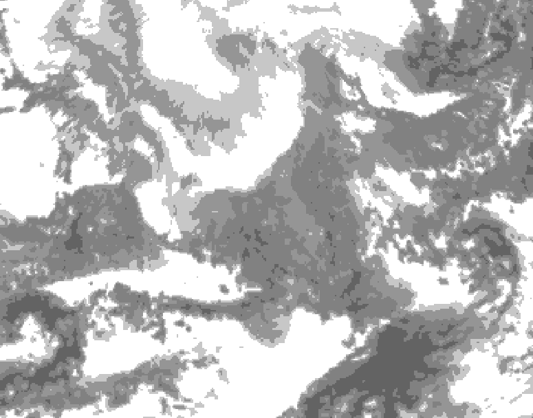 GDPS total cloud 036 hour forecast chart for Canada based on 2026/02/14 1200Z data