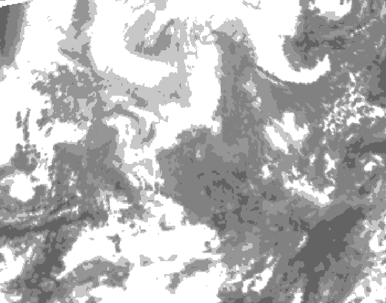 GDPS total cloud 048 hour forecast chart for Canada based on 2026/02/14 1200Z data