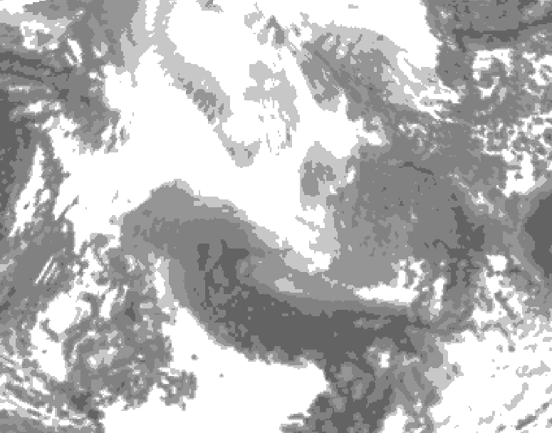 GDPS total cloud 096 hour forecast chart for Canada based on 2026/02/14 1200Z data