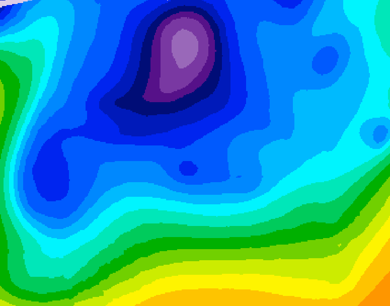 GDPS 500 millibar geopotential height 048 hour forecast chart for Canada based on 2026/02/15 0000Z data