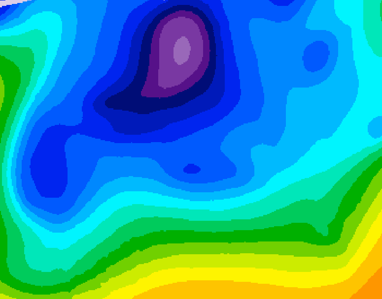 GDPS 500 millibar geopotential height 036 hour forecast chart for Canada based on 2026/02/15 1200Z data
