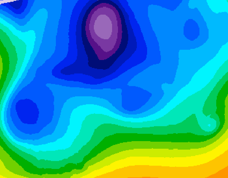 GDPS 500 millibar geopotential height 048 hour forecast chart for Canada based on 2026/02/15 1200Z data