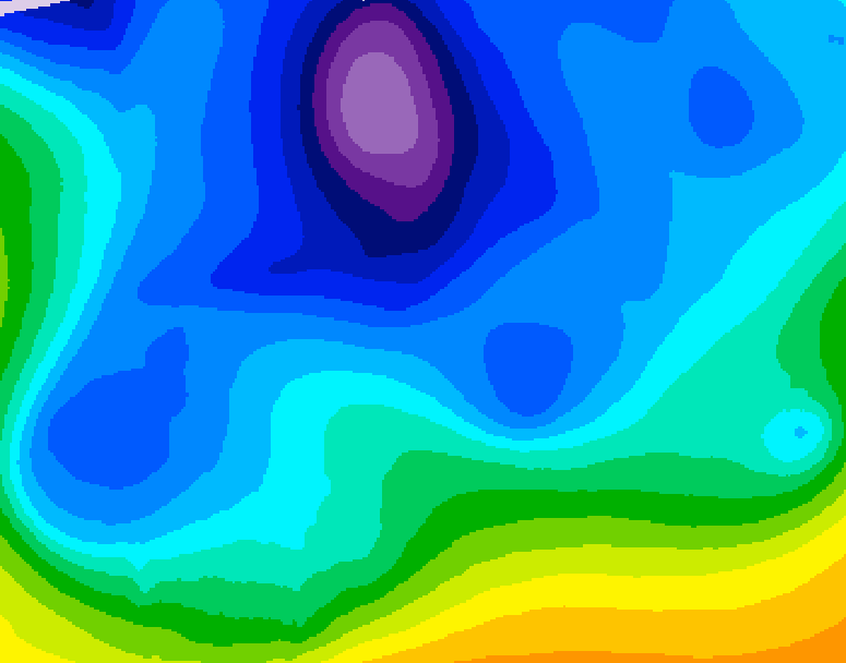 GDPS 500 millibar geopotential height 054 hour forecast chart for Canada based on 2026/02/15 1200Z data
