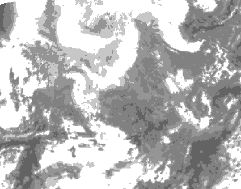 GDPS total cloud 036 hour forecast chart for Canada based on 2026/02/15 0000Z data