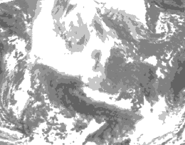 GDPS total cloud 072 hour forecast chart for Canada based on 2026/02/15 0000Z data
