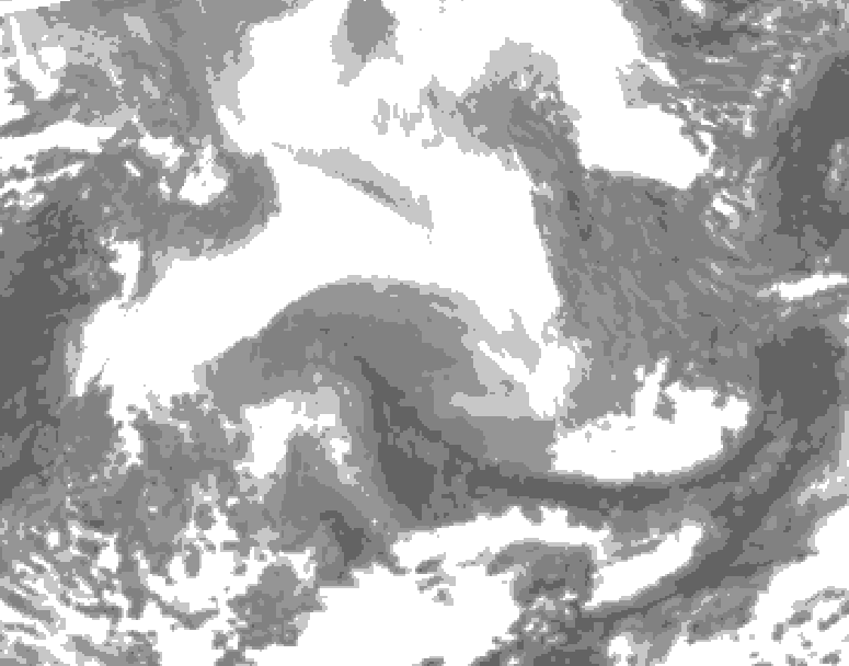 GDPS total cloud 108 hour forecast chart for Canada based on 2026/02/15 0000Z data