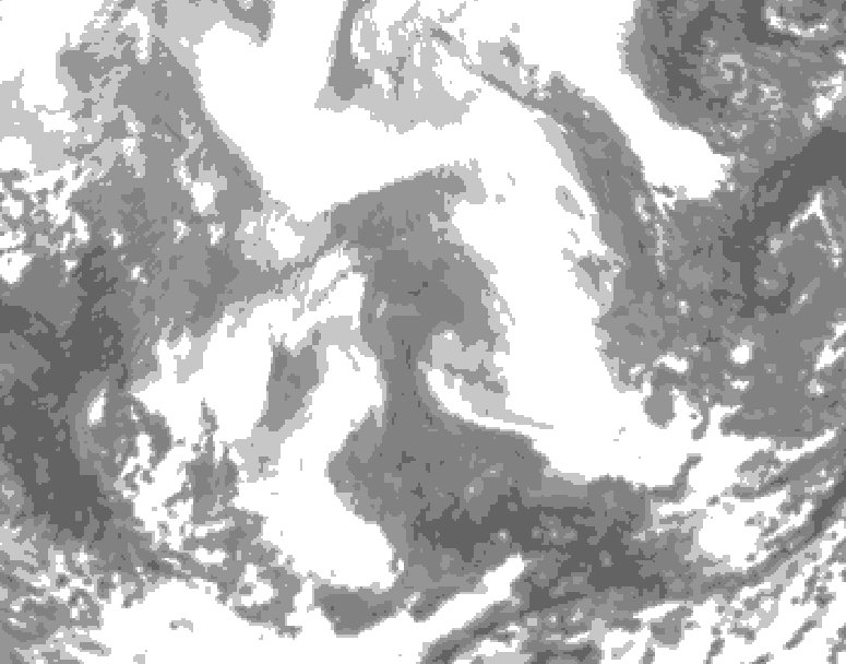 GDPS total cloud 132 hour forecast chart for Canada based on 2026/02/15 0000Z data