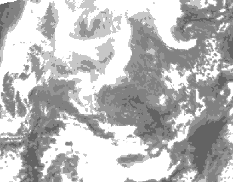 GDPS total cloud 030 hour forecast chart for Canada based on 2026/02/15 1200Z data
