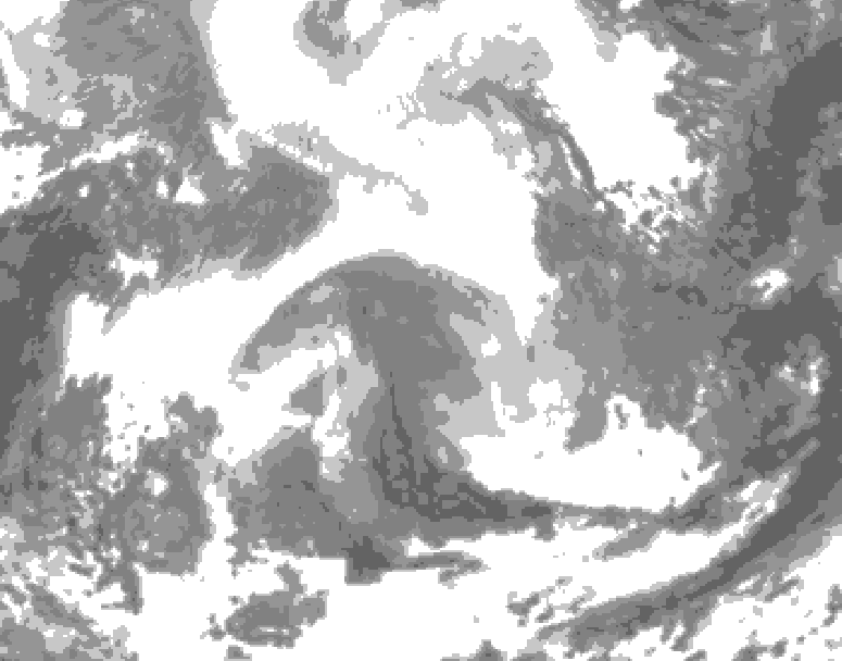 GDPS total cloud 102 hour forecast chart for Canada based on 2026/02/15 1200Z data