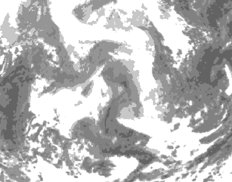 GDPS total cloud 114 hour forecast chart for Canada based on 2026/02/15 1200Z data