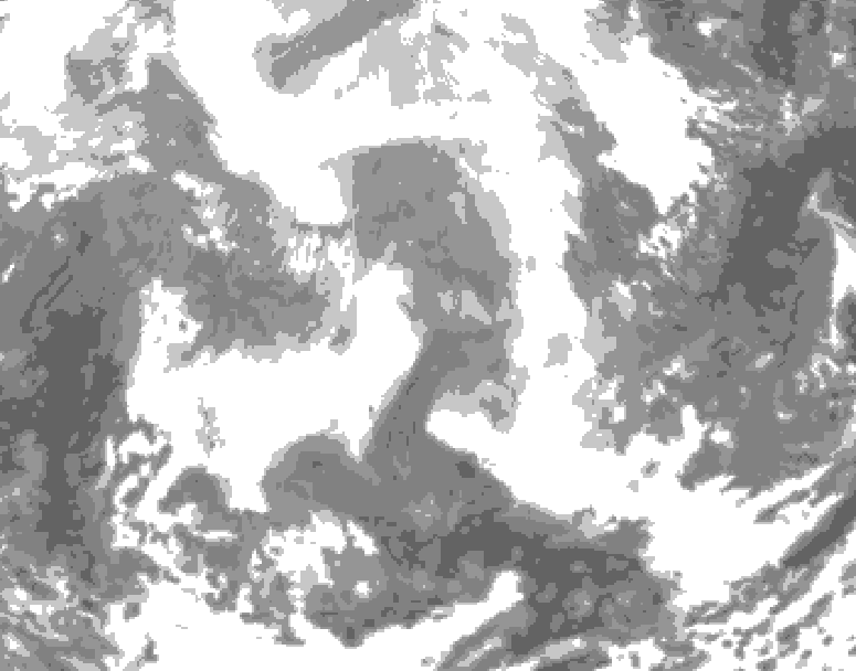 GDPS total cloud 120 hour forecast chart for Canada based on 2026/02/15 1200Z data